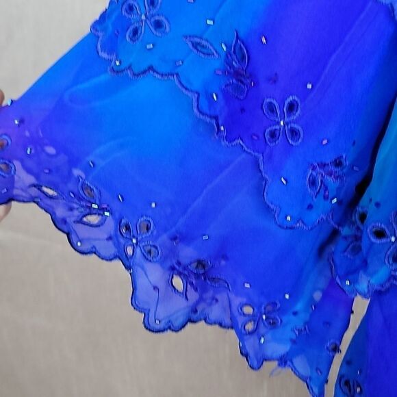 SIMPLY SILK Ruffled, Layered, Beaded Silk‎ Blouse M - Picture 4 of 8